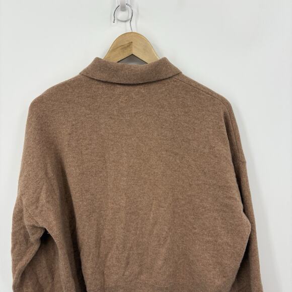 MNG Cashmere Polo Sweater Small Quiet Luxury Parisian Soft Camel Academia Retro - Picture 5 of 6